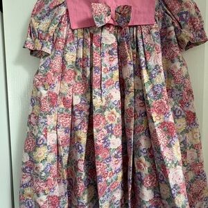 Floral Dress with Pink Collar
